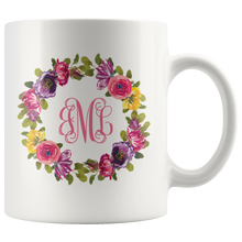 Monogram Mug floral wreath 11oz