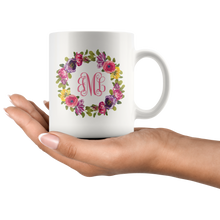 Monogram Mug floral wreath 11oz