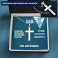 Best Dad Ever! Cross Necklace for Dad - Engraving on the back - Funny Father's Day Gift from Daughter, humorous and amusing gift for Dads