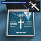 Best Dad Ever! Cross Necklace for Dad - Engraving on the back - Funny Father's Day Gift from Son, humorous and amusing gift for Dads