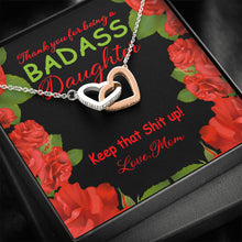 Badass Daughter 4 red roses Interlocking Hearts