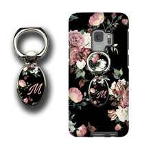 Roses dark floral still life mobile phone ring stand iPhone oval ring grip monogrammed gift for women giftbox included