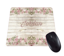 Personalized mousepad Roses on Wood mouse pad custom mousepad with name vintage look mouse mat monogrammed gift, gifts fo her, coworker gift