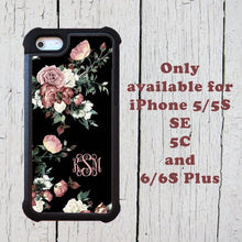 Vintage shabby chic roses monogrammed iPhone 5s case iPhone 5c iPhone SE iPhone 6s Plus cover with extra rubber protection