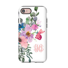 iPhone 11 Pro Max case, Samsung Galaxy S9 Watercolor Blush Pink Purple Blue Flower Bouquet monogram iPhone XS iPhone 8 Galaxy Note 9 iPhone7