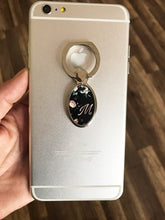 Roses dark floral still life mobile phone ring stand iPhone oval ring grip monogrammed gift for women giftbox included