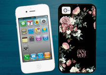 Vintage shabby chic roses monogrammed iPhone SE case iPhone 5s case iPhone 5 cover with extra rubber protection iPhone 4 case gift for women