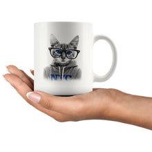 Cat with glasses coffee mug / blue eyes / green eyes / amber eyes / gift for cat owner, cat lover, crazy cat lady, gift for husbands, wifes