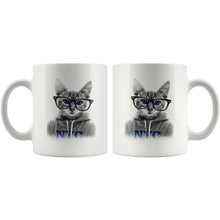 Cat with glasses coffee mug / blue eyes / green eyes / amber eyes / gift for cat owner, cat lover, crazy cat lady, gift for husbands, wifes