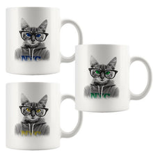 Cat with glasses coffee mug / blue eyes / green eyes / amber eyes / gift for cat owner, cat lover, crazy cat lady, gift for husbands, wifes