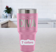 DIVA travel mug / Bachelotette Party Mug / Travel Mug for her /  Funny feminist mug / 30oz Insulated laser etched Tumbler / Gifts for BFF