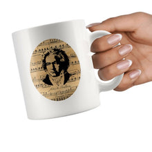 Beethoven Mug, Ludwig van Beethoven, Sheet Music Mug, German Composer, classical Music Mug, Pianist Gift, vintage music notes, Musician Mug