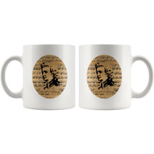 Mozart Mug, Sheet Music Mug, Austrian Composer, Wolfgang Amadeus Mozart, classical Music Mug, Pianist Gift, vintage music notes,Musician Mug