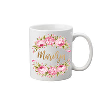 Floral Wreath Golden Custom Name Mug / Bridesmaid Gift / Personalized Bridesmaid Mug / Gift for girls /Golden Name Mug / Gift for women