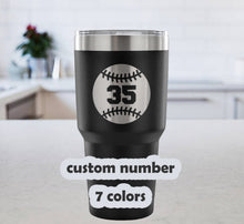 Personalized Baseball 30oz Travel Mug, Baseball Mom Tumbler, Baseball Gifts, Custom Baseball, Baseball number, Baseball Dad gift, customized