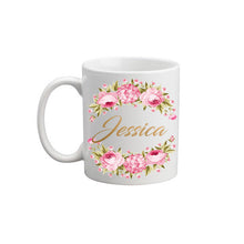 Floral Wreath Golden Custom Name Mug / Bridesmaid Gift / Personalized Bridesmaid Mug / Gift for girls /Golden Name Mug / Gift for women