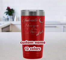 Custom Name Valentines Day Travel Mug, I love you to the moon and back, 20oz Tumbler, Valentine's gift personalized, gift for her, gift men