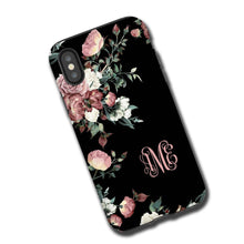 Vintage shabby chic roses iPhone case & Apple Watch Band, personalized phone case and watch band set, monogram set, faux leather, 38 / 42 mm