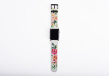 Apple Watch Strap watercolor flowers, Floral watch band, artificial leather, 38 mm, 42 mm, Apple watch band for women, vegan leather band