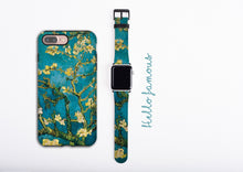 Almond Blossoms Van Gogh iPhone 11 case & Apple Watch Band, apple watch strap case set, iPhone XS, iPhone 8 plus faux leather, 38 / 42 mm