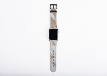 Coral Gold Marble Apple Watch Band with monogram, trendy watch strap, faux leather, 38 mm, 42 mm, custom iWatch, personalized, monogrammed