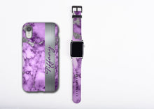 Apple Watch Band 38 mm for women, purple silver marble design, artificial leather, 38 mm, 42 mm, Apple watch strap for her, fits all series