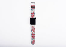 Flamingo Apple Watch Band monogram, tropical flower watch strap, faux leather, 38 mm, 42 mm, custom iWatch, personalized Apple watch strap