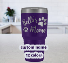 Pet Name Tumbler, Fur Mama 30 oz Travel Mug, custom pet name mug, dog mom gift, cat mom tumbler, Laser etched, cat mom gift, pet owner gifts