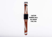 Football Apple Watch Band, custom number watch strap, faux leather, 38 mm, 42 mm, custom iWatch, personalized gift for boys, football mom