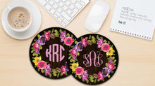 Floral Wreath Monogram mouse pad, watercolor flower wreath, personalized Office Gift Teacher Gift Gift for Mom Floral gift custom mouse pad
