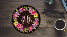 Floral Wreath Monogram mouse pad, watercolor flower wreath, personalized Office Gift Teacher Gift Gift for Mom Floral gift custom mouse pad