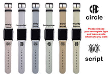 Apple Watch Band Faux Leather, solid colors monogrammed watch strap, faux leather, 38mm, 44mm, custom iWatch, personalized Apple watch strap