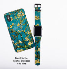 Van Gogh Almond Blossoms Apple Watch Strap, artificial leather, 38 mm, 42 mm, Art Apple iwatch series 4 band, floral watch band in gift box