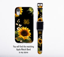 Sunflowers monogrammed iPhone XS Case, Sun Flower iPhone XR case, iPhone 8 Case, iPhone 8 Plus Case, Galaxy S10 case, Galaxy Note 9 case