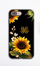 Sunflowers iPhone case & Apple Watch Band Bundle, personalized phone case and watch band set, monogram iPhone case, faux leather, 38 / 42 mm