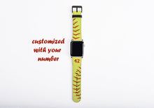 Softball Apple Watch Band, custom number watch strap, faux leather, 38 mm, 42 mm, custom iWatch, personalized gift for boys, softball mom