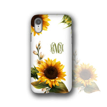 Sunflowers monogram iPhone XR case, custom Sun Flower iPhone XS MAX, iPhone 8 Case, iPhone 6 Plus Case, Galaxy S10 case, Galaxy Note 9 case