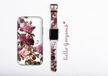 Roses and Butterfly Apple Watch Band with initial, floral custom Apple Watch Strap, 38 or 42 mm faux leather, personalized Apple iwatch