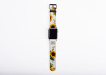 Sunflower Apple Watch Band & iPhone case set, floral phone case and watch band set, custom monogram iPhone case, faux leather, 38 / 42 mm