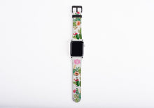 Apple Watch Band, cactus watercolor, monogram apple watch strap, faux leather, 38 mm, 42 mm, custom iWatch, personalized Apple watch strap
