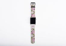 Peonies Apple Watch Series 4 Band lilac, monogrammed floral watch strap, faux leather, 42mm Apple Watch Band, 38mm iwatch band series 4