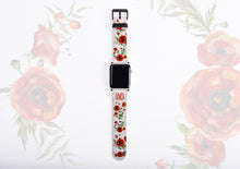 Poppy Flower Apple Watch Band, monogram poppies watch strap, faux leather Apple watch strap, 42mm,38mm,customized iWatch band series 1 2 3 4