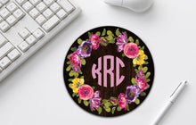 Floral Wreath Monogram mouse pad, watercolor flower wreath, personalized Office Gift Teacher Gift Gift for Mom Floral gift custom mouse pad