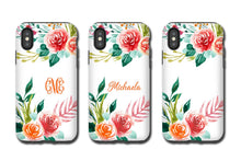 Watercolor Floral iPhone XR case, custom iPhone XS MAX, monogram name, iPhone 8, iPhone 11 Pro, Galaxy S10, Galaxy Note 9, Galaxy Note 10Pro