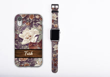 Apple Watch Band, Shabby Chic Roses, 38mm, 42mm, 40 mm, 44 mm, artificial leather, fits all series, whimsical Apple watch strap for women