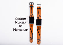 Basketball Apple Watch Band, custom number, monogram watch strap, faux leather, 38 mm, 42 mm, personalized basketball gift, basketball mom