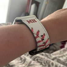 Baseball white Apple Watch Band, custom number watch strap, faux leather, 38 mm, 40mm, 42 mm, 44mm personalized baseball gift, baseball mom