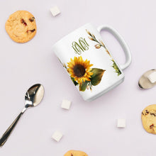 Sunflower monogram Coffee Mug, Personalized Sunflower Mug, custom coffee cup with monogram, ceramic mug, 2 different sizes, sunflower gift