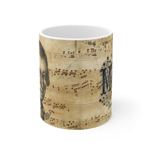 Mozart Mug, Austrian Composer, Classical Music Mug, Wolfgang Amadeus Mozart, gift for musician, music teacher gift, sheet music coffee cup