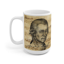Mozart Mug, Austrian Composer, Classical Music Mug, Wolfgang Amadeus Mozart, gift for musician, music teacher gift, sheet music coffee cup